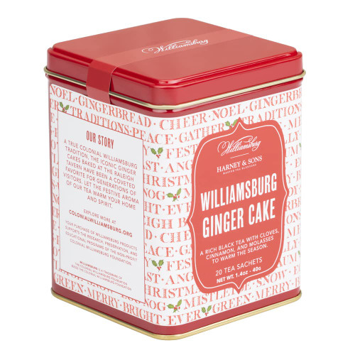 Harney & Sons Williamsburg Ginger Cake Blend | Black tea with cloves, cinnamon, and molasses, 20 sachets