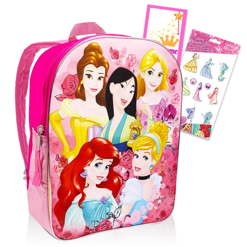 Disney Princess Backpack For Toddler Girls Set - Disney Princess Backpack For Girls 4-6 Bundle with Stickers, More | Disney Princess School Backpack