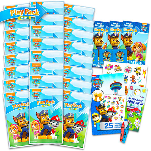 Nick Shop Paw Patrol Mini Party Favors Set for Kids - Bundle with 24 Grab n Go Play Packs Coloring Pages, Stickers and More (Paw Birthday Supplies)