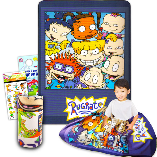 Nick Shop Nickelodeon Rugrats Fleece Blanket Set - Rugrats Bedroom Decor Bundle with Stickers and More for Kids Toddlers Children (Nickelodeon Rugrats Blanket)