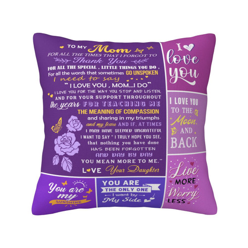 DEBLETEOMH Gifts for Mom from Daughter, Mothers Day Mom Gifts from Daughter, Mom Birthday Gifts, Birthday Gifts for Mom, Best Mom Ever Gifts Ideas Presents for Mom Throw Pillow Covers 18x18 Inch
