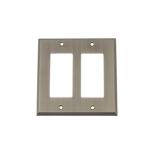 Nostalgic Warehouse 719774 New York Switch Plate with Double Rocker, Antique Pewter