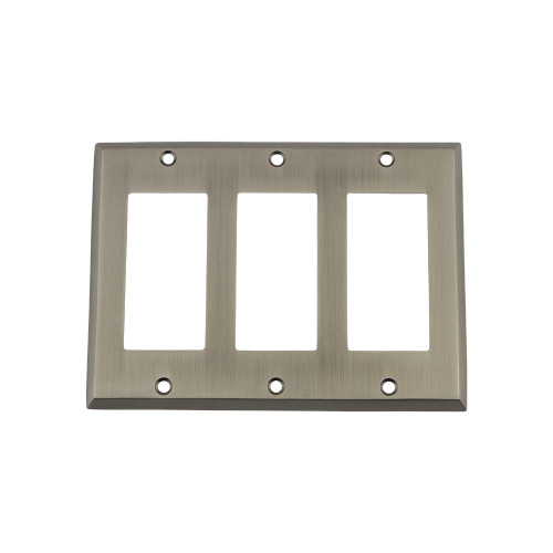 Nostalgic Warehouse 719775 New York Switch Plate with Triple Rocker, Antique Pewter
