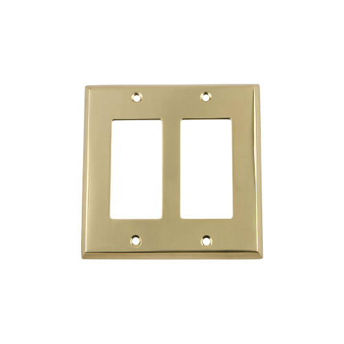 Nostalgic Warehouse 719918 New York Switch Plate with Double Rocker, Polished Brass
