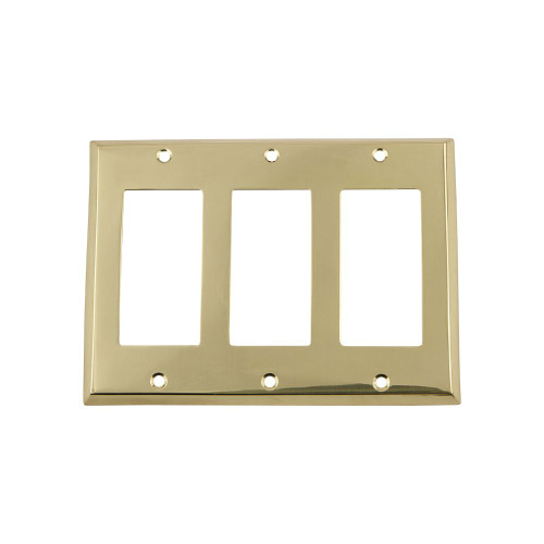 Nostalgic Warehouse 719919 New York Switch Plate with Triple Rocker, Polished Brass