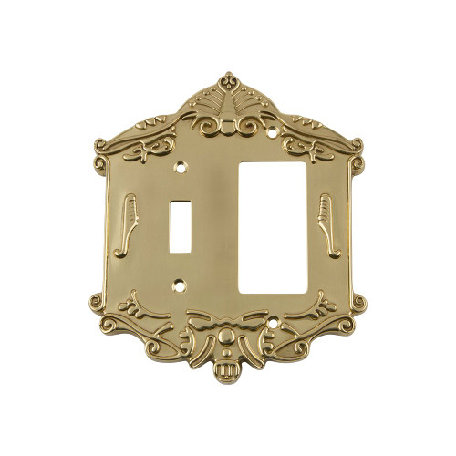 Nostalgic Warehouse 719946 Victorian Switch Plate with Toggle and Rocker, Polished Brass