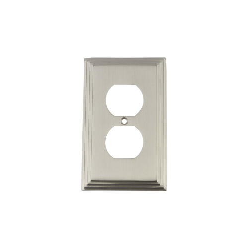 Nostalgic Warehouse 720028 Deco Switch Plate with Outlet, Satin Nickel