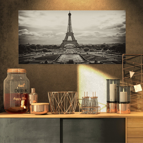 Designart PT9337-32-16 Vintage View of Paris, France-Cityscape Photo Canvas Print-32x16, 32x16, Black
