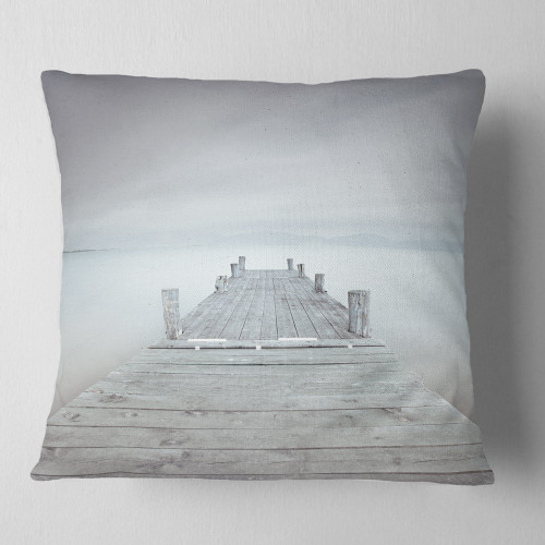 Designart Wooden Pier in Cloudy Mood' Seascape Throw Cushion Pillow Cover for Living Room, Sofa 16 in. x 16 in Designart Wooden Pier in Cloudy Mood' Seascape Throw Cushion Pillow Cover for Living Room, Sofa 16 in. x 16 in