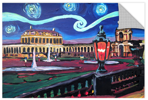 Marcus/Martina Bleichner ''Starry Night In Dresden With Zwinger And Van Gogh Imspirations'' Removable Wall Art Mural, 16X24