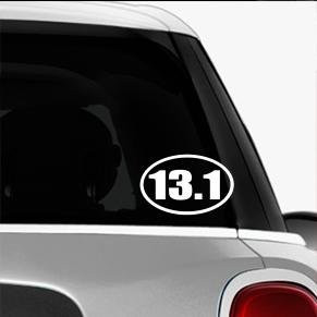 13.1 Mile Half Marathon White SK8/Surf/Snow/Water/Bike/Brands Automotive Decal/Bumper Sticker