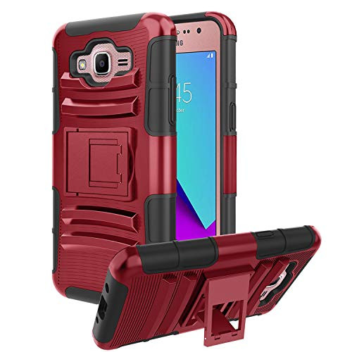 Samsung Galaxy J7 Neo J701M DS Case,Galaxy J7 2015 Case/J7 Nxt J701F/J7 Core J701/J7 Core Duos Case,[Kickstand][Heavy Duty][Shock Absorption][Dual Layer] Reinforced Corner Protective Case Cover-PC-Red