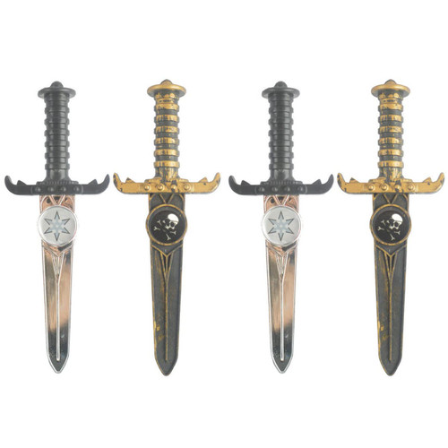 4 Pcs Small Pirate Sword Assassin Dagger Plastic Pirate Dagger for Pirate Costume Accessories Pirate Party Props Halloween Supplies