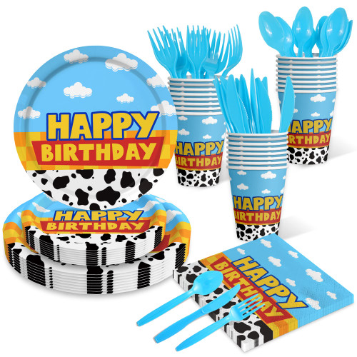 Inspired Story Birthday Party Supplies Cartoon Story Birthday Party Decorations Cartoon Story Plates and Napkins Tableware Set Blue Cloud Cow Print Party Supplies for Kids 1st 2nd 3rd 4th Party Inspired Story Birthday Party Supplies Cartoon Story Birthday Party Decorations Cartoon Story Plates and Napkins Tableware Set Blue Cloud Cow Print Party Supplies for Kids 1st 2nd 3rd 4th Party