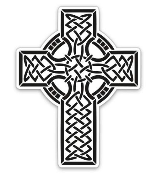 GT Graphics Black and White Celtic Cross - 3" Vinyl Sticker - for Car Laptop I-Pad Phone Helmet Hard Hat - Waterproof Decal