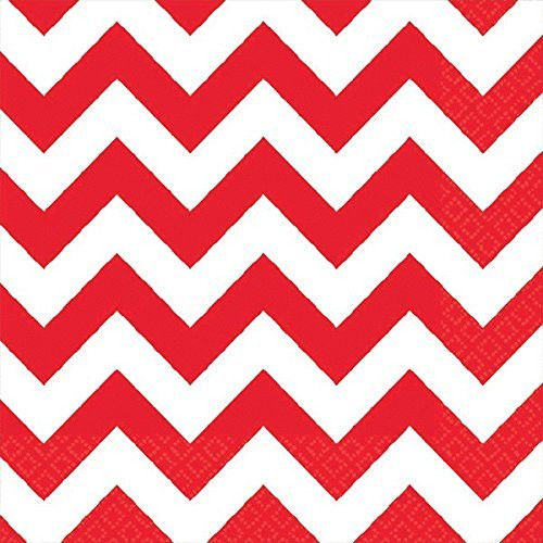 Amscan 501492.4 Party Supplies Beverage Napkins, 5" x 5", Red/White