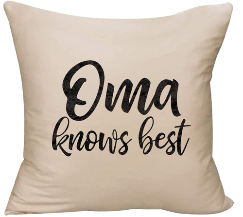 EVH Oma Knows Best Cursive Funny Dutch Grandma Family Love Wise Decorative Throw Pillow Cover 18 x 18 Beige Funny Gift EVH Oma Knows Best Cursive Funny Dutch Grandma Family Love Wise Decorative Throw Pillow Cover 18 x 18 Beige Funny Gift