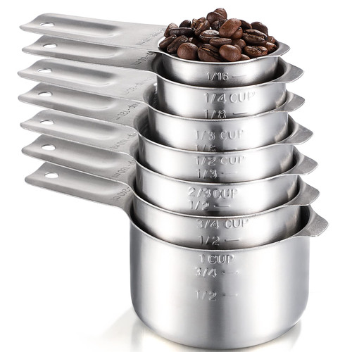 Stainless Steel Measuring Cups and Spoons Set Nesting Metal Measuring Cups for Dry, Liquid Ingredients Baking & Cooking, Kitchen Measuring Tools