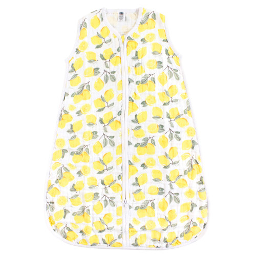Hudson Baby Unisex Baby Muslin Cotton Sleeveless Wearable Sleeping Bag, Sack, Blanket, Lemons, 12-18 Months