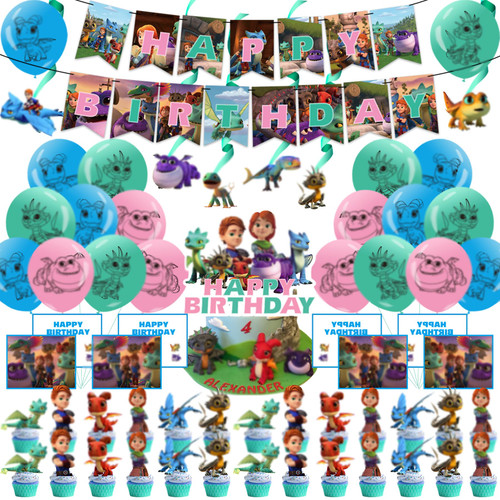 Dragon Birthday Party Supplies, Cartoon Dragon Theme Party Decorations Set - Balloons, Banner, Hanging Swirls, Cake Topper, Cupcake Toppers, Birthday Party Decors for 2-9th for Girls and Boys Dragon Birthday Party Supplies, Cartoon Dragon Theme Party Decorations Set - Balloons, Banner, Hanging Swirls, Cake Topper, Cupcake Toppers, Birthday Party Decors for 2-9th for Girls and Boys
