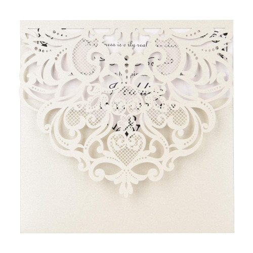 FOMTOR Laser Cut Invitations 50 Pack Laser Cut Wedding Invitations Card Kit with Blank Printable Paper and Envelopes for Wedding,Birthday Parties,Baby Shower Silver