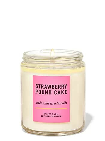 White Barn Bath and Body Works, 1-Wick Candle w/Essential Oils - 7 oz - Many Scents! (Strawberry Pound Cake)