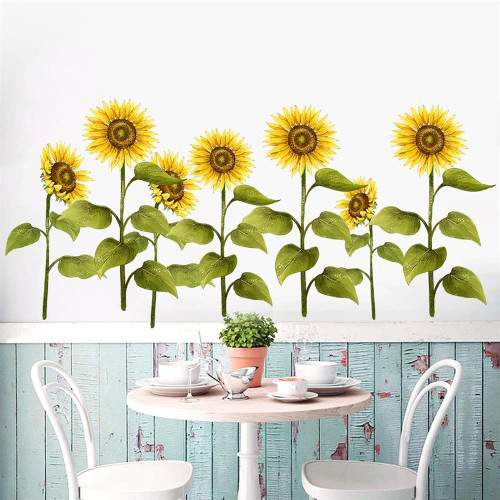 YIYOXMP Sunflower Wall Decor for Bedroom Living Room Background Wall Stickers Kids Rooms Girls Rooms Sunflower Wallpaper