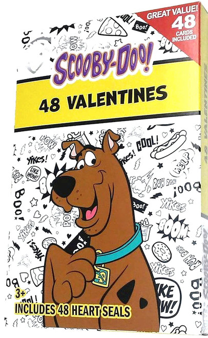 Paper Magic Scooby Doo Valentines - Kids Classroom Exchange Greeting Cards (48 Cards 48 Heart Seals), Yellow, Red, Blue