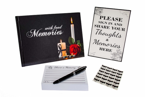 Funeral Guest Book | Up to 360 Guest Entries | Memorial Service Guest Book | Guest Sign in for Funerals | Celebration of Life Memory Book for Funeral Guests | Memory Table Card Sign Included