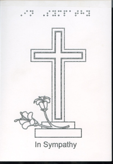 In Sympathy, Cross-shaped Monument, Braille Greeting Card with Tactile Picture