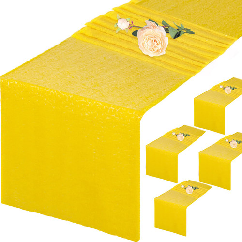 Table Runner Yellow Sequin-Table-Runner Pack of 5 12x120-Inch Event Table Runner Sequins Cake Table Runner Bridal Shower Decorations Sequence Table Runners Party Table Runner for Christmas