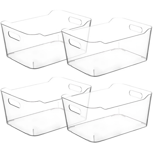 Small Clear Plastic Storage Bins, Perfect for Kitchen Organization or Pantry Organization and Storage, Fridge Organizer Plastic Bins, Pantry Organization and Storage Bins, Cabinet Organizers
