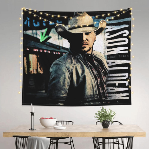 TTOILS Jason Music Aldean Singer Tapestry Art Wall Hanging Aesthetic Tapestries Room Decor For Bedroom Dorm Living Room 60x51inch