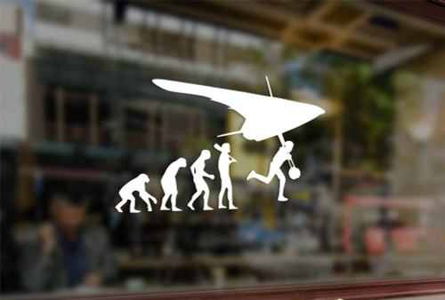 25 Centimeters Evolution Hang Gliding Vinyl Stickers Funny Decals Bumper Car Auto Computer Laptop Wall Window Glass Skateboard Snowboard