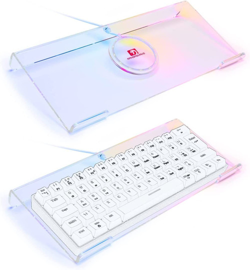 SELORSS Acrylic Computer Keyboard Holder,366 Kinds RGB Compact Keyboard Tray,Gaming Keyboard USB Interface Titled Keyboard Stand Ergonomic Typing,Clear Keyboard Riser for Office Desk,PC,Gaming.