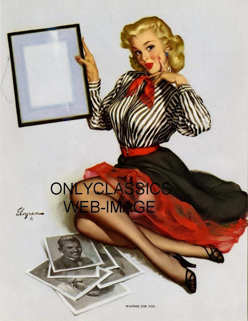 OnlyClassics 1955 DITZY PRETTY BLONDE WAITING FOR YOU ELVGREN 8.5X11 PRINT PINUP CHEESECAKE