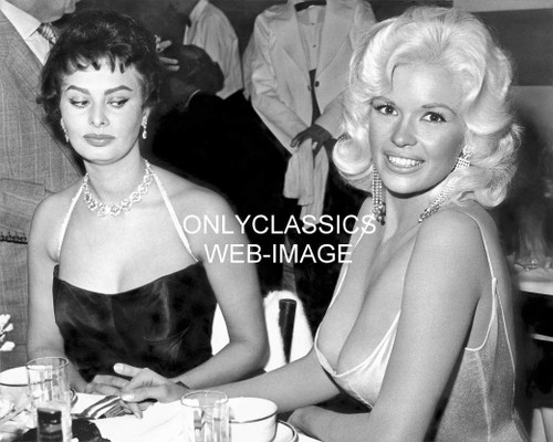 OnlyClassics 1957 SEXY JAYNE MANSFIELD & SOPHIA LOREN 8X10 B&W PHOTO BUSTY PINUP CHEESECAKE