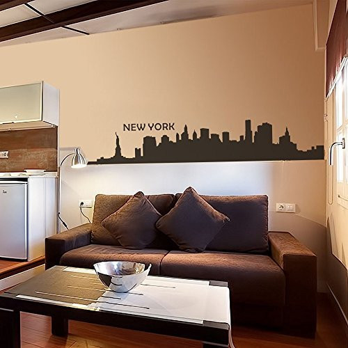Vinyl New York Wall Decal New York City Wall Decor New York Skyline Wall Sticker Wall Mural Wall Graphic Living Room Wall Decor (X-Large,Black)