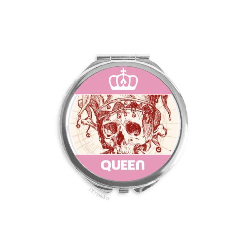 Joker Red Crown Skeleton Poker Card Pattern Mini Double-sided Portable Makeup Mirror Queen Joker Red Crown Skeleton Poker Card Pattern Mini Double-sided Portable Makeup Mirror Queen