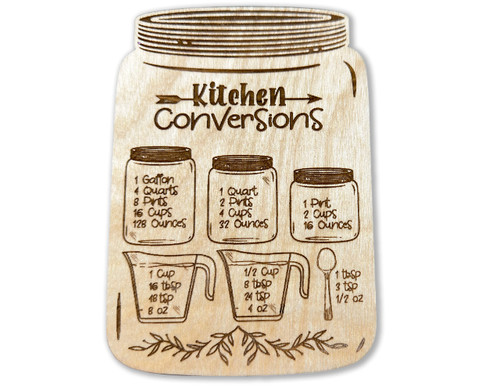 Urbalabs Wood Conversion Chart for Cooking Jar Shape 7" in Kitchen Conversion Chart Measurement Chart Laser Engraved Liquid Conversion Table Refrigerator Measurement Conversion Chart (7 Inch)