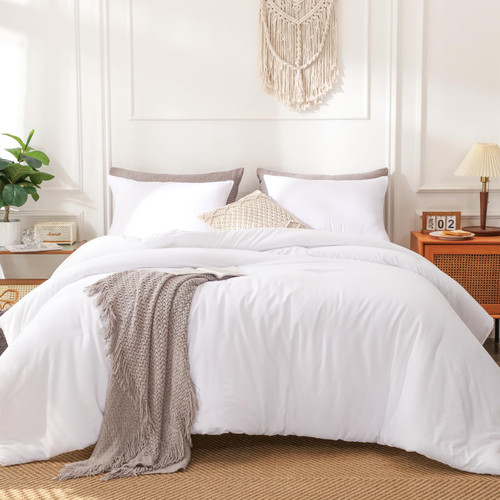HAOWANER Non-Migrating Fill White Comforter Twin XL/Twin Comforter Set, Twin XL Comforter Set, Twin Size Comforter Twin XL College Dorm Set, Twin Bed Comforter Set, White Twin Comforter Twin Size Bed