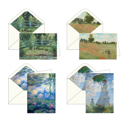 RainCaper Fine Art Keepsake 5x7 Blank Stationery Monet Greeting Note Cards With Decorative Envelopes, Gift Boxed Set of 16 | 300 GSM Cardstock (Monet Favorites)