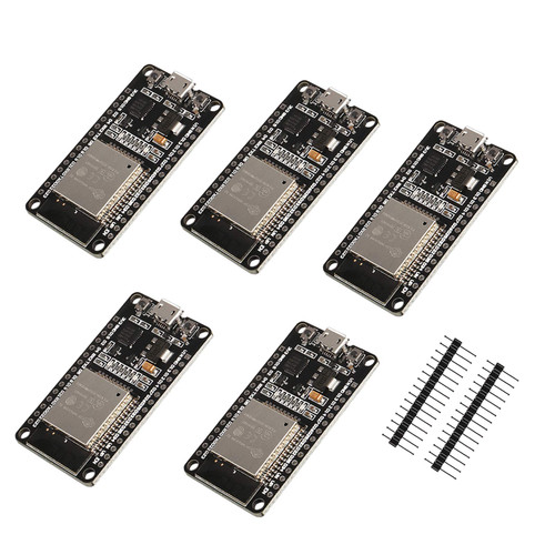MELIFE 5 Pcs for ESP32 ESP-32S Unassembled Development Board 2.4GHz Dual Mode WiFi Bluetooth Dual Cores Microcontroller Processor Integrated with ESP32s Antenna RF AMP Filter AP STA