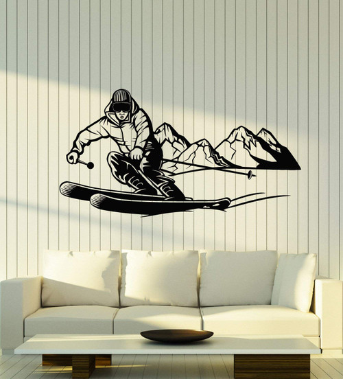 DesignToRefine Vinyl Wall Decal Skiing Skier Extreme Adventure Mountain Sport Stickers Mural Large Decor (g1084) Black DesignToRefine Vinyl Wall Decal Skiing Skier Extreme Adventure Mountain Sport Stickers Mural Large Decor (g1084) Black