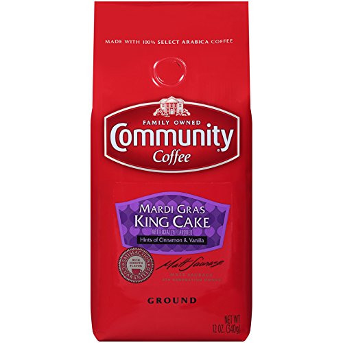 Community Coffee Mardi Gras King Cake Flavored Medium Roast Premium Ground 12 Oz Bag, Medium Full Body Hints of Cinnamon and Vanilla, 100% Select Arabica Coffee Beans Community Coffee Mardi Gras King Cake Flavored Medium Roast Premium Ground 12 Oz Bag, Medium Full Body Hints of Cinnamon and Vanilla, 100% Select Arabica Coffee Beans