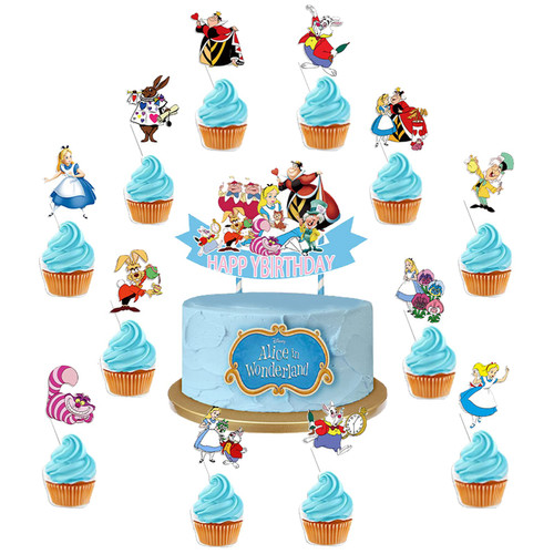25pcs Alice In Wonderland Theme Birthday Party Supplies, Alice Cake Decorations with 1pcs Cake Topper, 24pcs Cupcake Toppers for Kids Alice In Wonderland Birthday Party Decorations 25pcs Alice In Wonderland Theme Birthday Party Supplies, Alice Cake Decorations with 1pcs Cake Topper, 24pcs Cupcake Toppers for Kids Alice In Wonderland Birthday Party Decorations