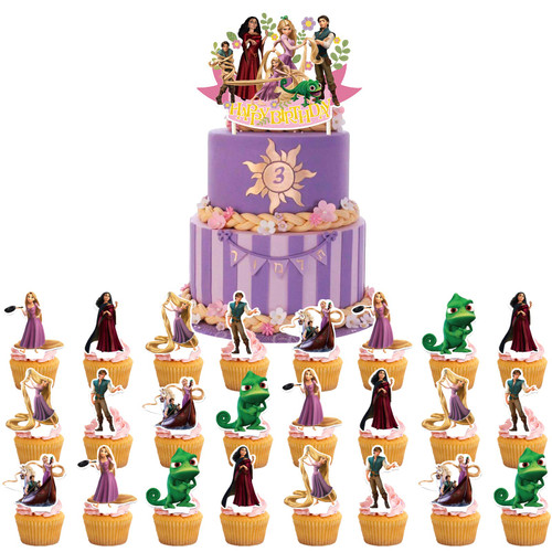 Tangled Rapunzel Birthday Decorations, 24pcs Rapunzel Cupcake Toppers and 1pcs Cake Topper, Princess Rapunzel Birthday Party Supplies for Kids Party Favors Tangled Rapunzel Birthday Decorations, 24pcs Rapunzel Cupcake Toppers and 1pcs Cake Topper, Princess Rapunzel Birthday Party Supplies for Kids Party Favors