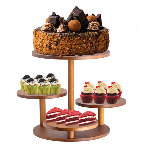UJoyant 4 Tier Round Cupcake Stand for Dessert Table, Solid Wood Cake Stand for 50 Cupcakes, Cupcake Tower Tiered Tray Stand for Birthday Luau Graduation Wedding Party