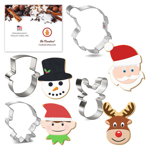 Christmas Cookie Cutter Set 4 Pc - Foose Cookie Cutters - USA Tin Plated Steel Christmas Cookie Cutter Set 4 Pc - Foose Cookie Cutters - USA Tin Plated Steel