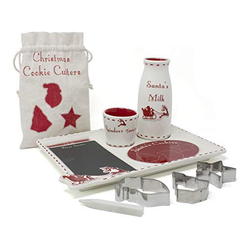 Child to Cherish Santa's Message Christmas Plate Set with Cookie Cutters | Cookies for Santa plate, Santa milk jar, Reindeer Treat Bowl and Cookie Cutters